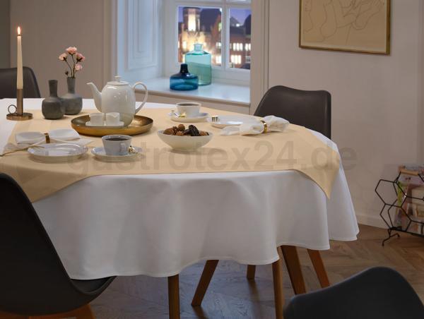 Tischdecken weiß "Pik As" 160 cm rund uni glatt in Hotelqualität